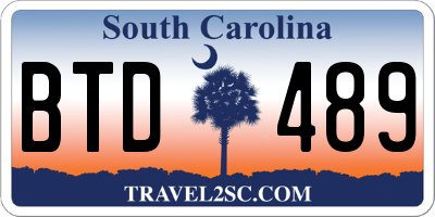 SC license plate BTD489