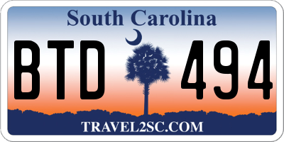 SC license plate BTD494