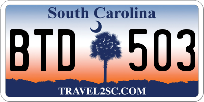SC license plate BTD503