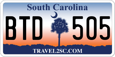 SC license plate BTD505