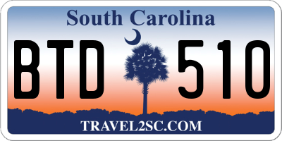 SC license plate BTD510