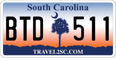 SC license plate BTD511