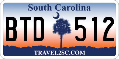 SC license plate BTD512