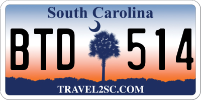 SC license plate BTD514
