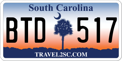 SC license plate BTD517