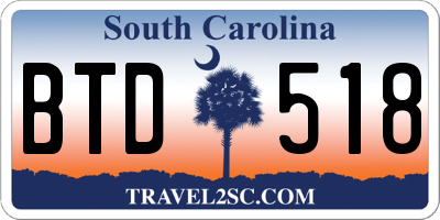 SC license plate BTD518