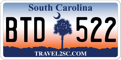 SC license plate BTD522