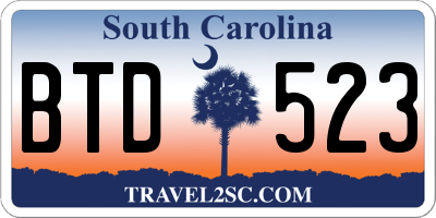 SC license plate BTD523