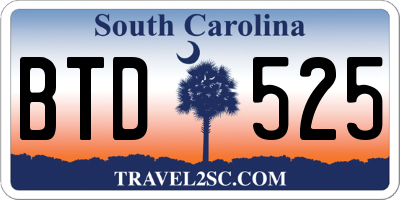 SC license plate BTD525