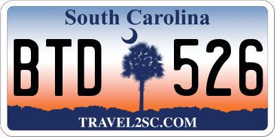 SC license plate BTD526