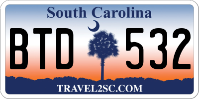 SC license plate BTD532