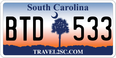 SC license plate BTD533