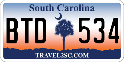 SC license plate BTD534