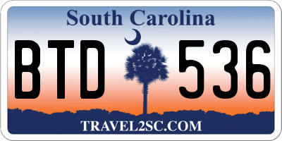 SC license plate BTD536