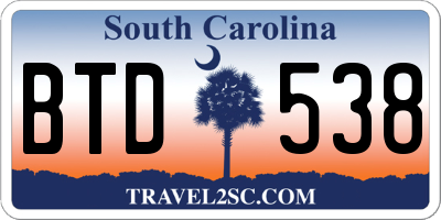 SC license plate BTD538