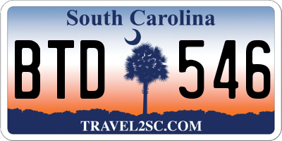 SC license plate BTD546