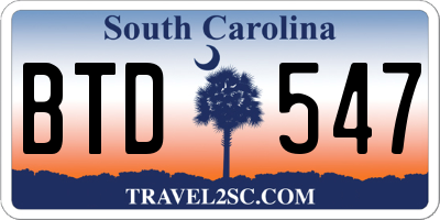 SC license plate BTD547