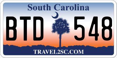 SC license plate BTD548