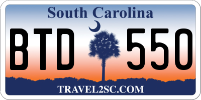 SC license plate BTD550