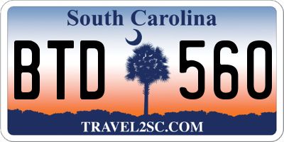 SC license plate BTD560