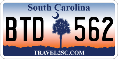 SC license plate BTD562