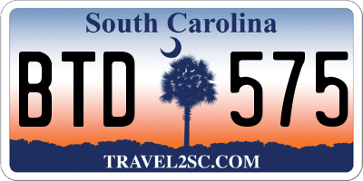 SC license plate BTD575