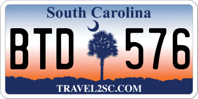 SC license plate BTD576