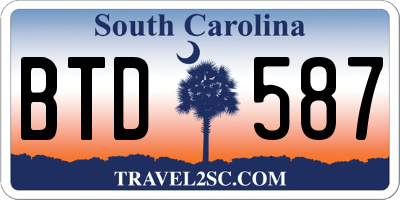 SC license plate BTD587
