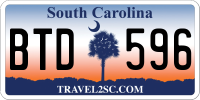 SC license plate BTD596