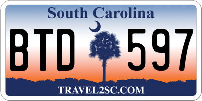 SC license plate BTD597