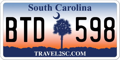 SC license plate BTD598