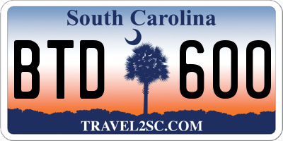 SC license plate BTD600