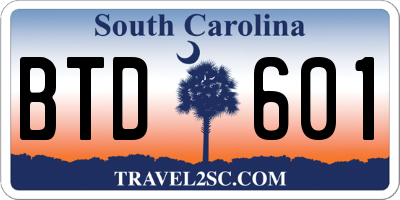 SC license plate BTD601