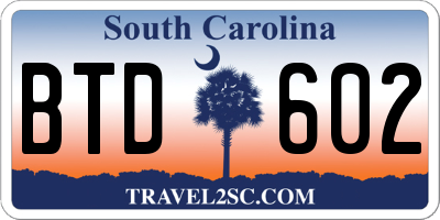 SC license plate BTD602