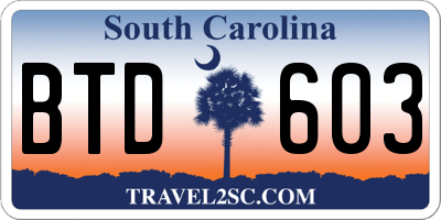 SC license plate BTD603