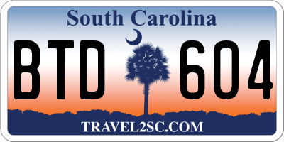 SC license plate BTD604