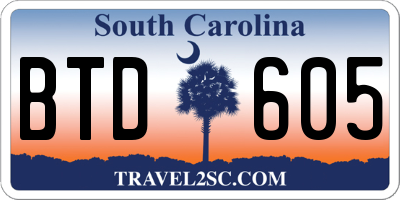SC license plate BTD605