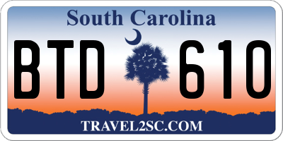 SC license plate BTD610