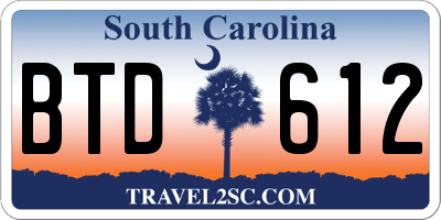 SC license plate BTD612