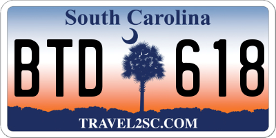SC license plate BTD618