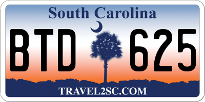 SC license plate BTD625