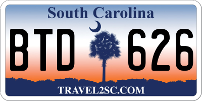 SC license plate BTD626
