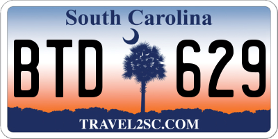 SC license plate BTD629
