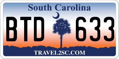 SC license plate BTD633