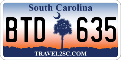SC license plate BTD635