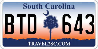 SC license plate BTD643