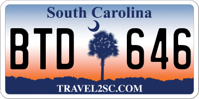 SC license plate BTD646
