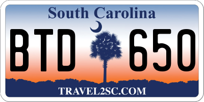 SC license plate BTD650