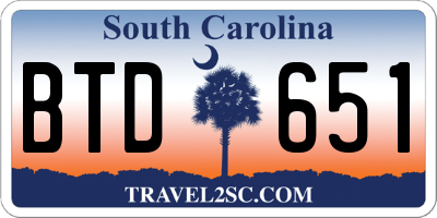 SC license plate BTD651