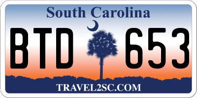 SC license plate BTD653